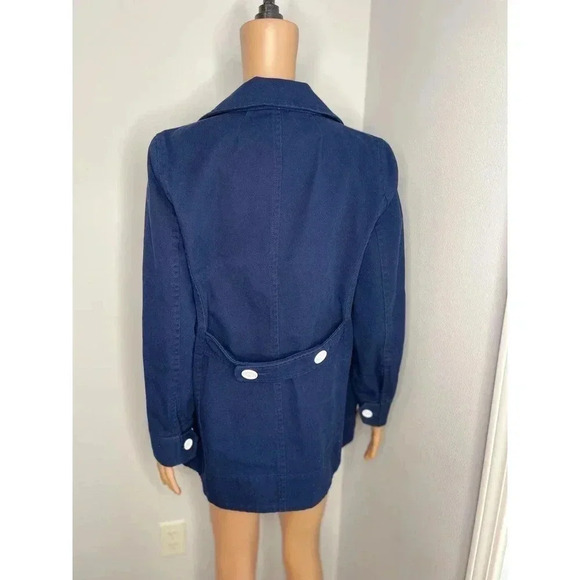J Crew Heavyweight  Cotton Peacoat size 6 Navy Twill preppy nautical - Picture 4 of 12